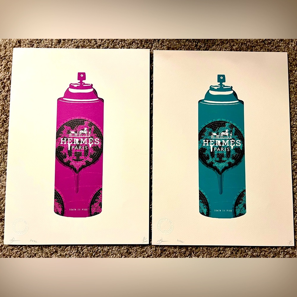 Limited Edition Hermes Spray Can Prints by DEATHNYC - Signed & Numbered w/COA’s